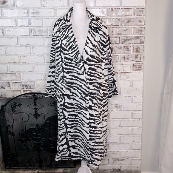 Victor Alfaro Collective Oversized Zebra Print Blazer Jacket Duster Animal Print - Picture 1 of 14